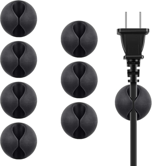 BEADNOVA Cable Clips Cord Organizer Cable Management Wire Cord Holder 1 Slots Adhesive Wire Holder for Car Charging Accessory PC Office Home (Black, 8 pcs)