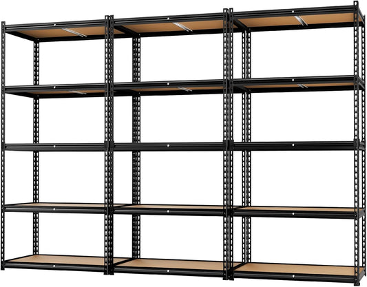 LEVELEVE 5-Tier Heavy Duty Storage Shelving Unit, 2020 lbs Capacity, Adjustable Metal Utility Shelf, 48" L x 18" W x 73" H for Garage, Kitchen, Pantry, Basement, Bathroom, Laundry,3 Pack