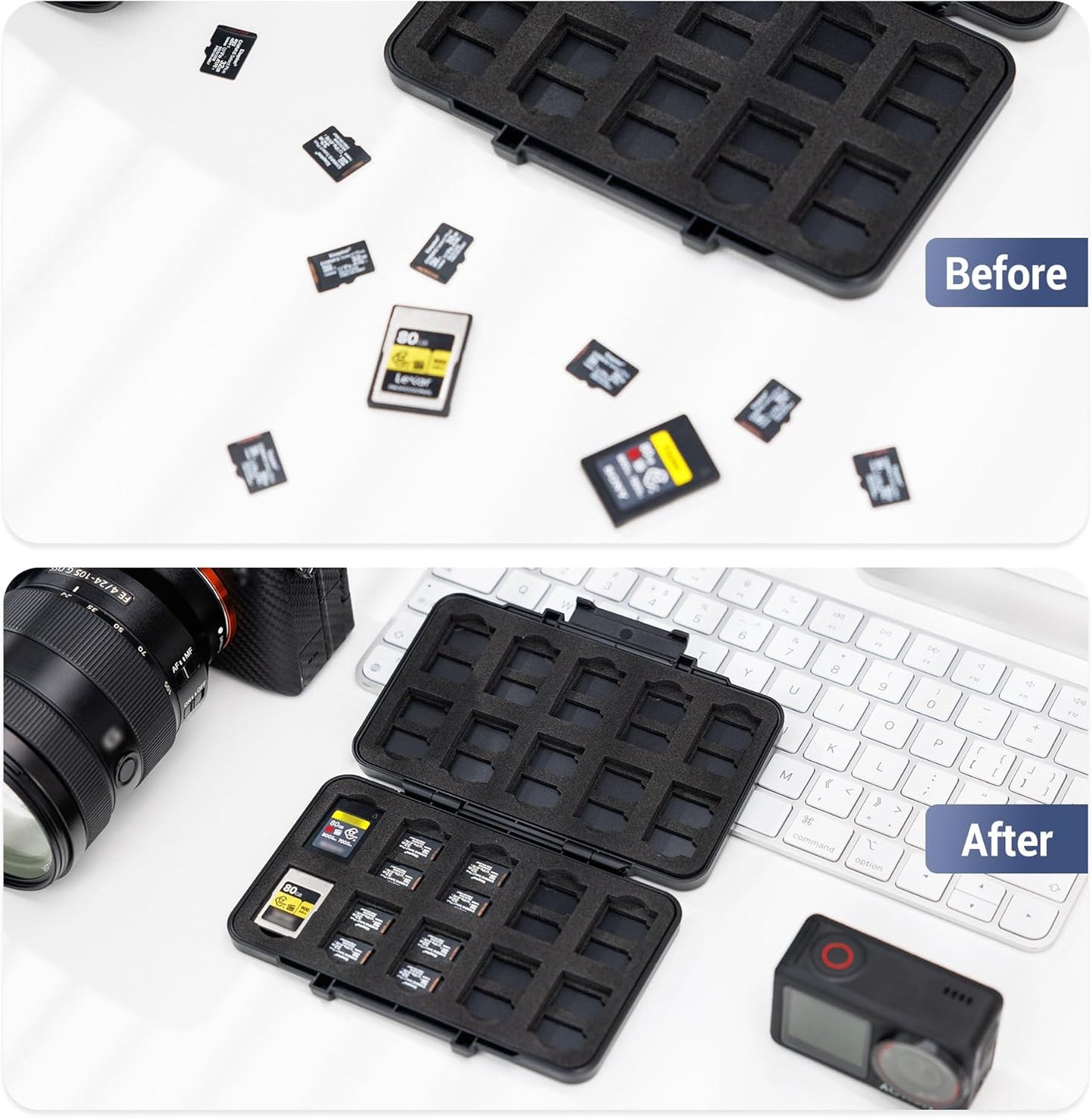 [Large Capacity] CFexpress Type A Card Case Storage, 60 Slots Memory Card Organizer Holder Box for 40 TF Micro SD & 20 CFexpress Type-A Cards, for Sony A7RV A7SIII A7IV A7R5 A1 A9M3 FX3 FX6 FX30