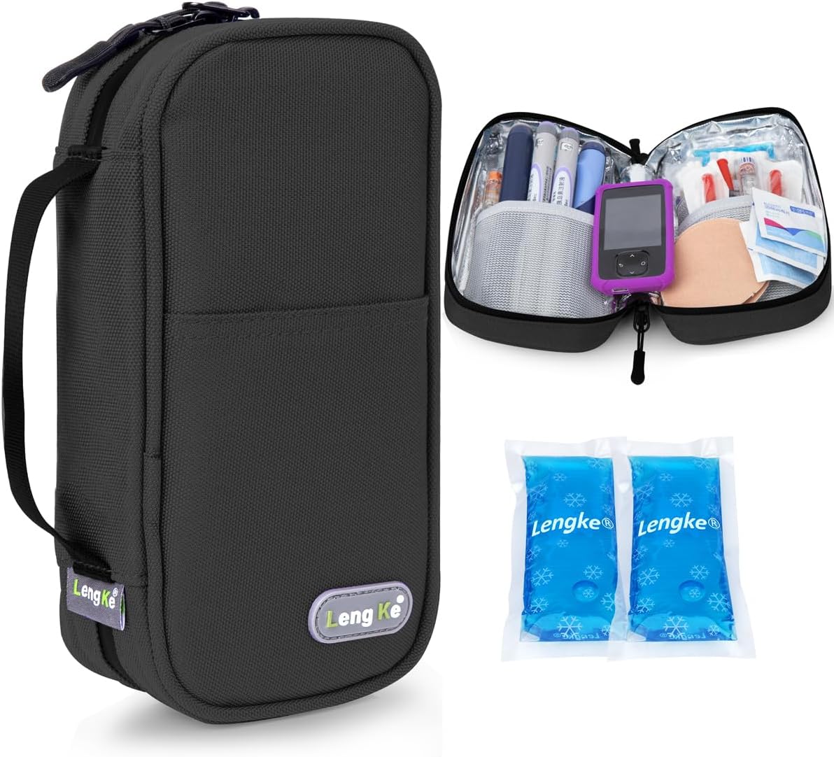 YOUSHARES Insulin Cooler Case - Travel Medicine Cooler Bag for Diabetes Supplies, Insulin Pen Case with 2 TSA Approved Gel Ice Packs (Black)