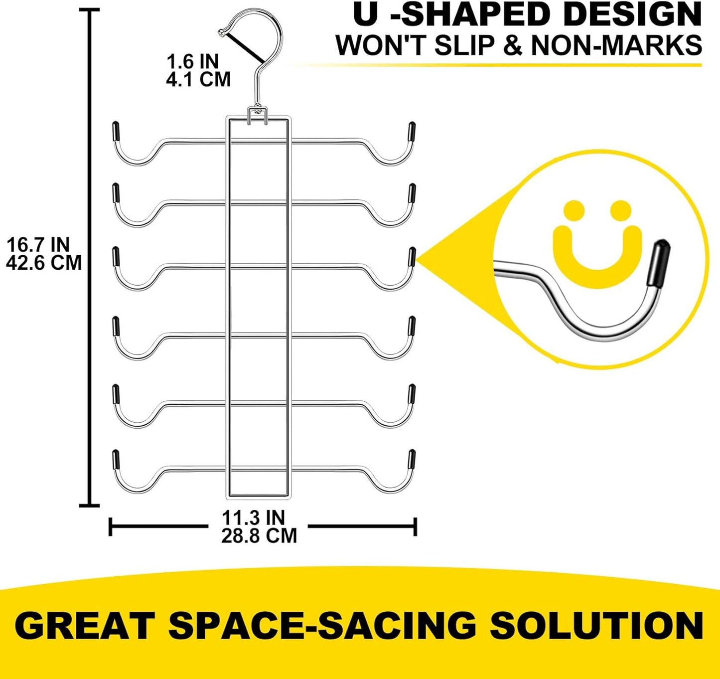 Closet Organizers and Storage, 6 Tier Tank Top Hanger, Dorm Room Essentials, Non-Slip Bra Hangers Space Saving, Organization for Camisoles Sports Bras Strappy Dress Swimsuits Ties, 3 Pack