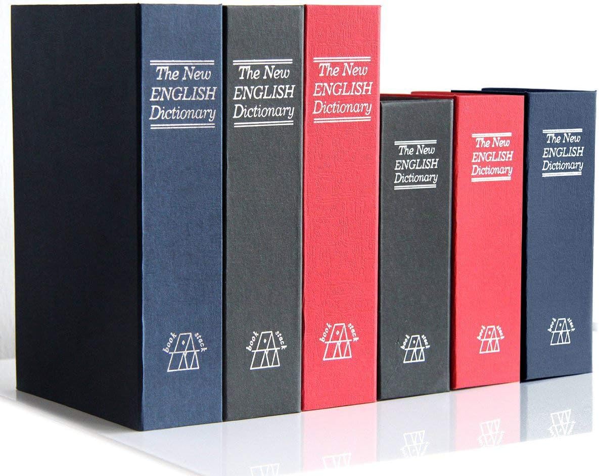 Large Diversion Book Safe Storage Box (Size 10.5"×8"×2.6") With Security Combination Lock, Dictionary Secret Hidden Safe (Black Dictionary-Combination)