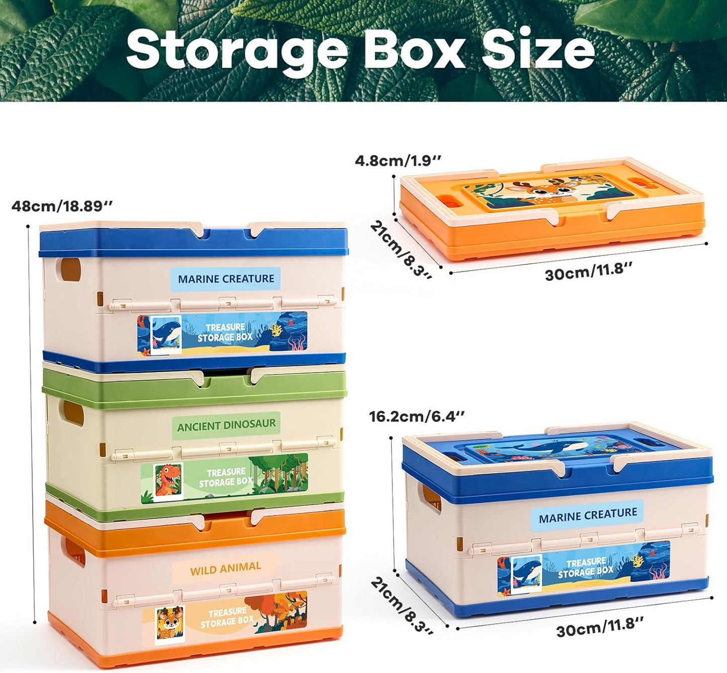 FRUSE 3 Pack Toy Storage Box,Toy Organizers and Storage with Lid, Kids Toy Box with Handle,Stackable Storage Bins for Kids, Boys, Girls, Nursery,Playroom,Bedrooms,Living Rooms, 11.8"x8.3"x18.9"