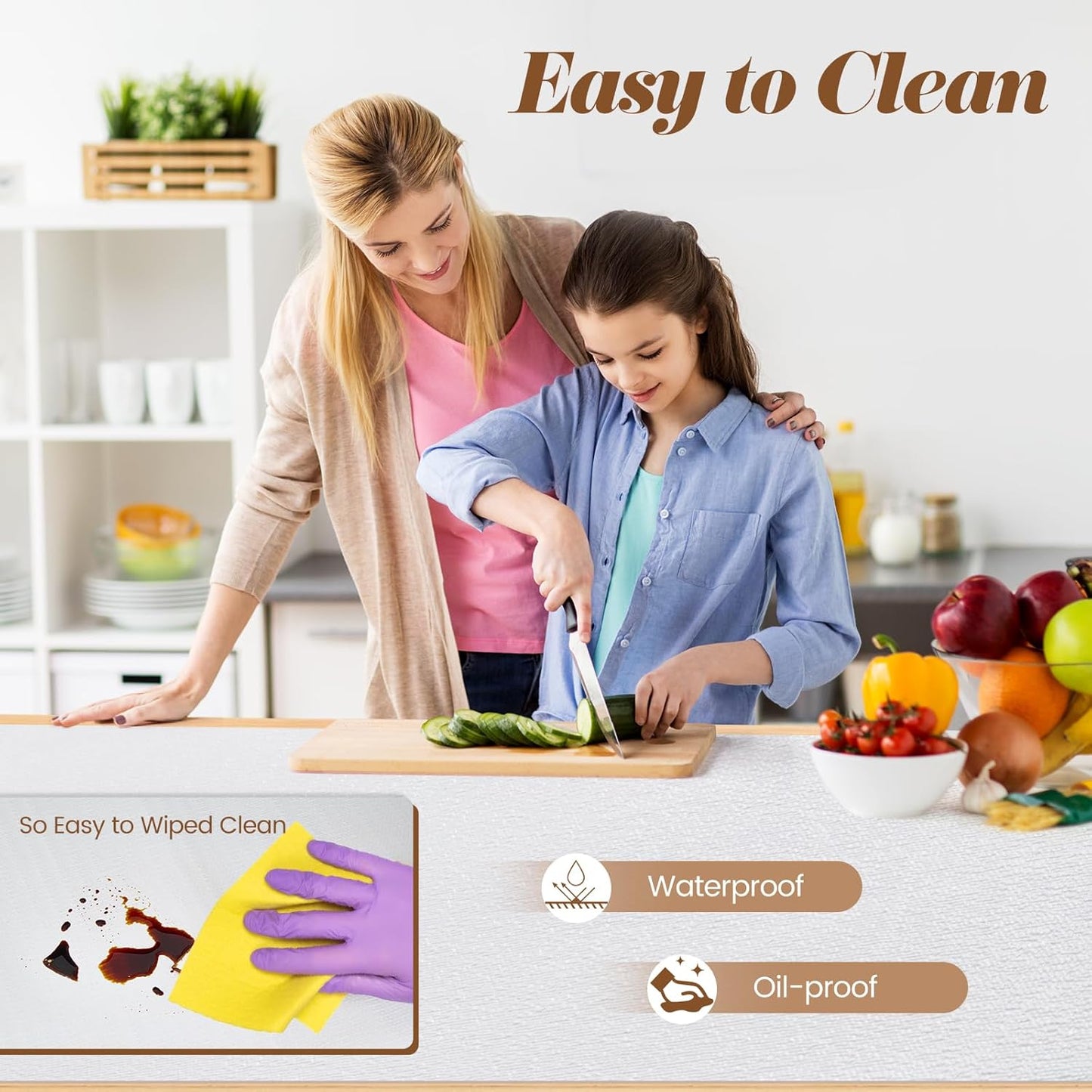 Drawer Shelf Liner for Kitchen Cabinets, Non Adhesive Slip Resistant Shelf Paper Easy to Clean, Strong Grip Thickened Waterproof Washable Mats for Pantry Shelves Cupboard Dresser, White, 17.5in x 30FT
