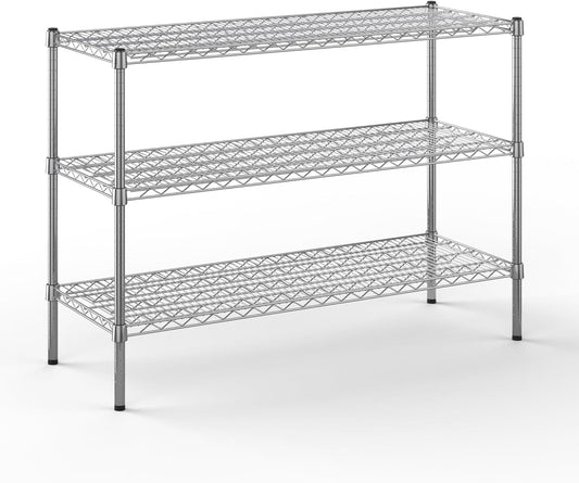 18" Deep x 48" Wide x 34" Height Wire Shelving Kit | 3-Tier | NSF Commercial Storage Rack Unit