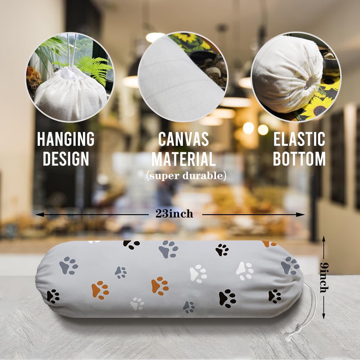 Paw Prints Plastic Bag Holder, Reusable Grocery Garbage Bags Holder, Wall Mount Plastic Bags Organizer, Kitchen Housewarming Gift for Women Dog Lover, Kitchen Pattern Garbage Bag 56