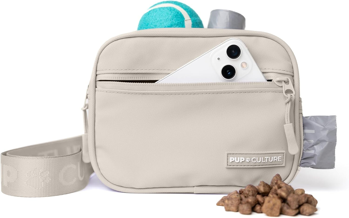 Pup Culture Dog Treat Pouch with Poop Bag Dispenser and Removable Treat Pouch | Cross Body Dog Walking Bag | The Perfect Puppy Training Tool and Even Better Gift