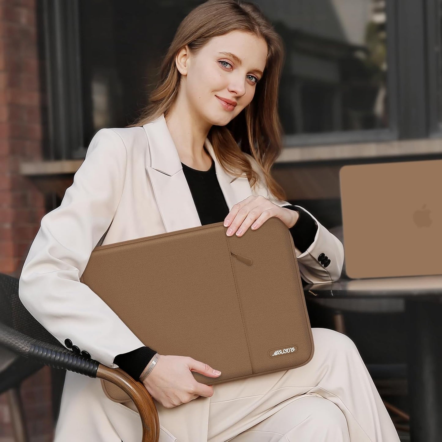 MOSISO Laptop Case 13.3 inch, 13-13.3 inch Laptop Sleeve Compatible with MacBook Air/Pro 13/Pro 14 M5 M4 M3 M2 M1, HP Dell ASUS Lenovo,Polyester Vertical Computer Sleeve Bag with Pocket, Mocha