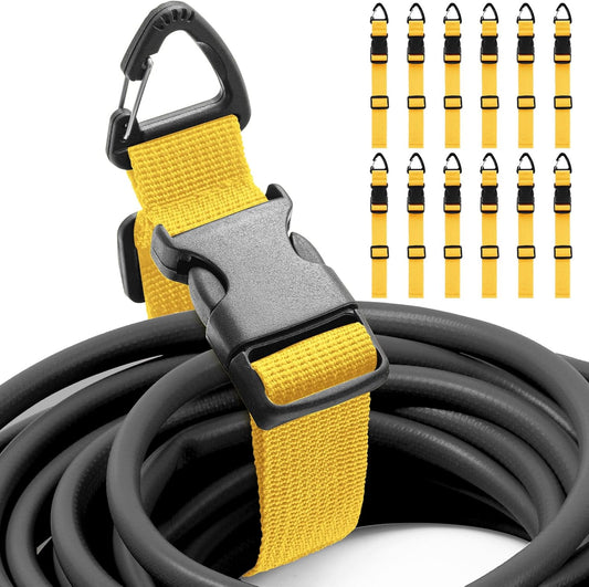 12 Pack 17 Inch Adjustable Extension Cord Holder Organizer with Triangle Clips for Garage Organization and Storage Heavy Duty Extension Cord Hanger for Men Workshop (Yellow)