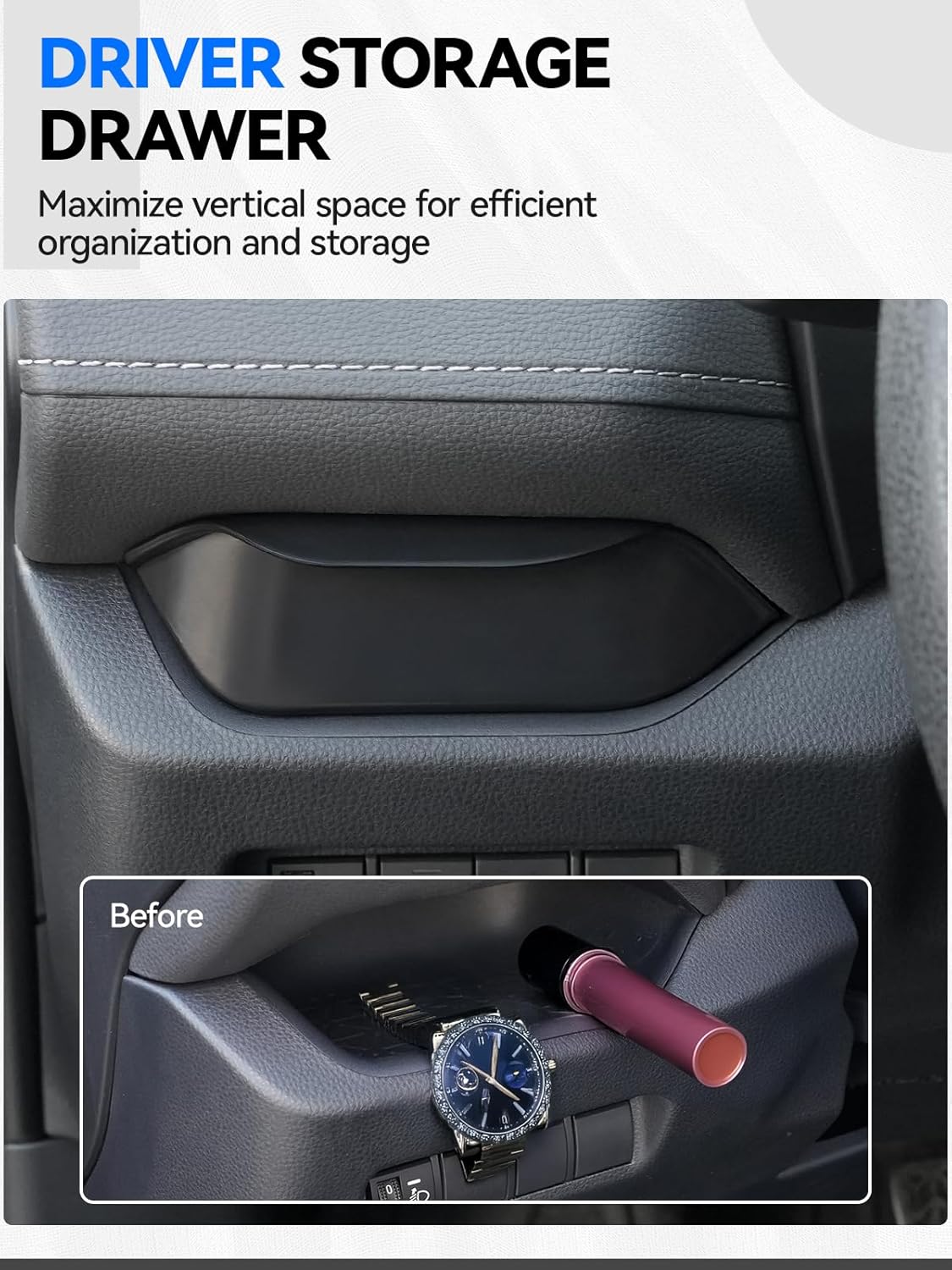 ELECFRESH 6PCS Center Console Organizer Tray for 2025 2024-2019 Toyota RAV4 Accessories, Armrest Storage Box, Driver Storage Drawer, Passenger Storage Mat Console Cup Holder Inserts for Toyota RAV4