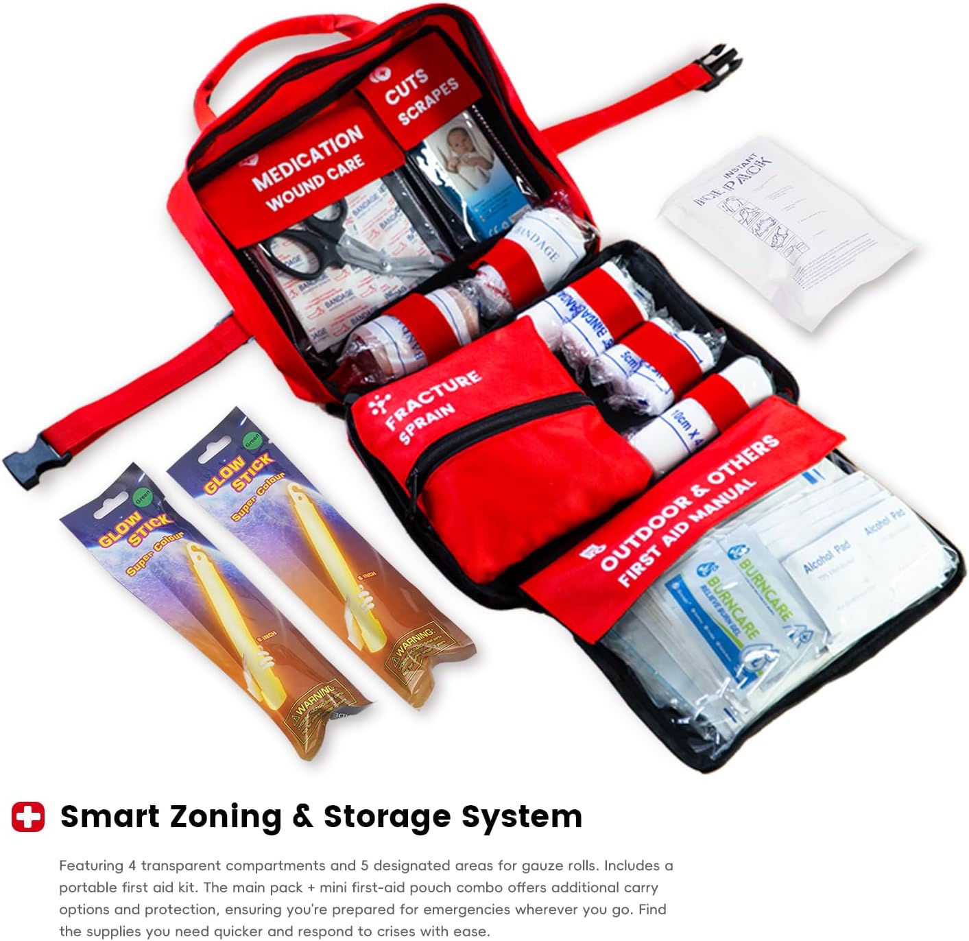 First Aid Kit 429-Piece Large Waterproof Emergency Kit with Mini Bag – Organized Medical Supplies for Home, Car, Travel, Office & Business