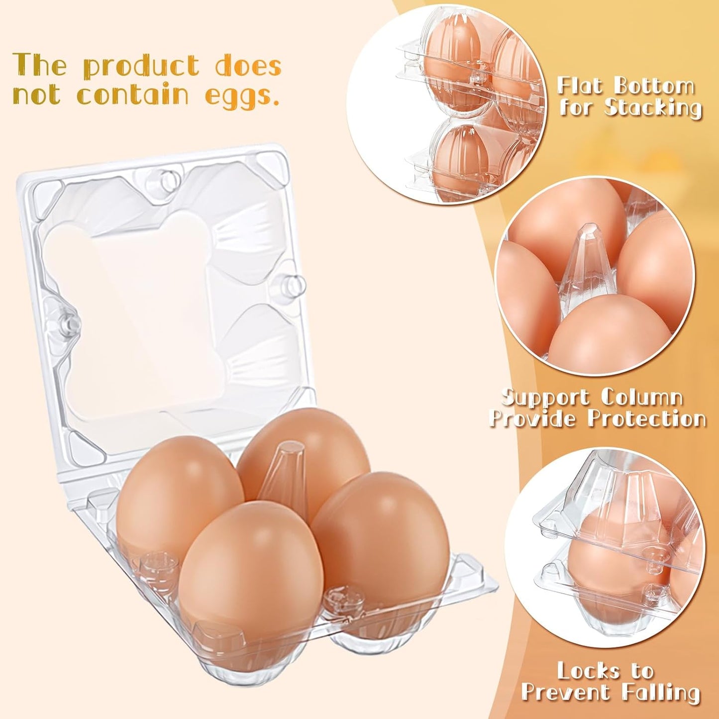 Zubebe 200 Pieces Clear Egg Cartons Plastic Egg Cartons Bulk Empty Chicken Egg Tray Holds Securely Clear Blank Egg Cartons for Chicken Farm Business Market Home Refrigerator Storage(2 x 2 Grids)