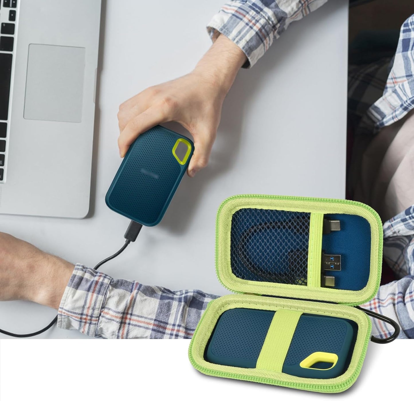 Case Compatible with SanDisk 1TB 2TB 500GB 4TB/for SanDisk PRO Extreme Portable SSD, External Solid State Hard Drive Storage Holder for SDSSDE61/ SDSSDE60/ SDSSDE81/SDSSDE30/SDSSDE60 (Box Only)(Green)