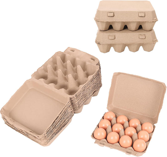 15 Pack Egg Cartons Bulk, 3x4 Style Reusable Empty Natural Paper Pulp Egg Cartons, Sturdy Design Egg Holder Containers for Fresh Chicken Eggs