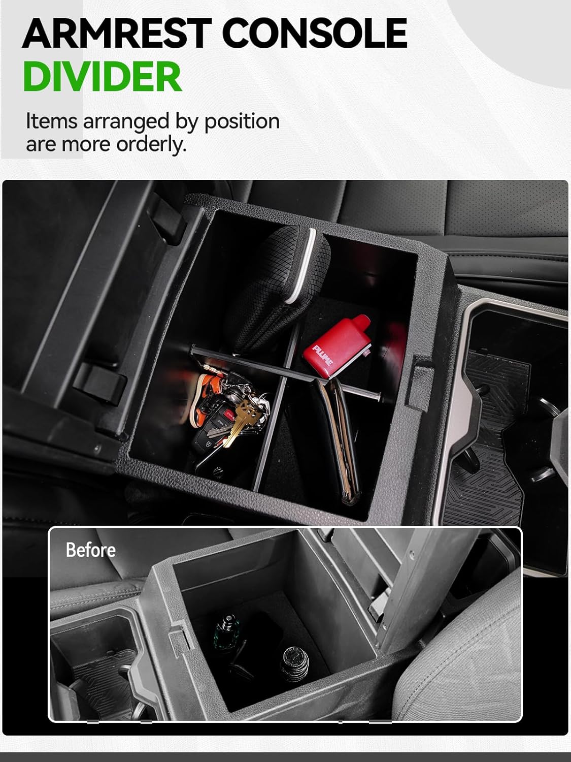 6PCS Center Console Organizer Tray for 2024 2025 Toyota Tacoma Accessories, Armrest Hidden Storage Box, Rear and Console Cup Holder Glove and Armrest Storage Box with Insert Divider for Toyota Tacoma