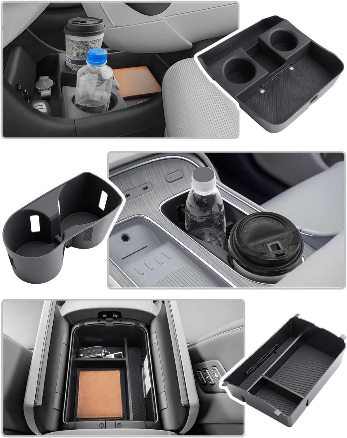 CDEFG 3Pcs for 2026 Hyundai Palisade Center Console Organizer for 2026 Hyundai Palisade Accessories Middle Console & Lower Console Storage Box & Cup Holder(Only for Split Armrest)