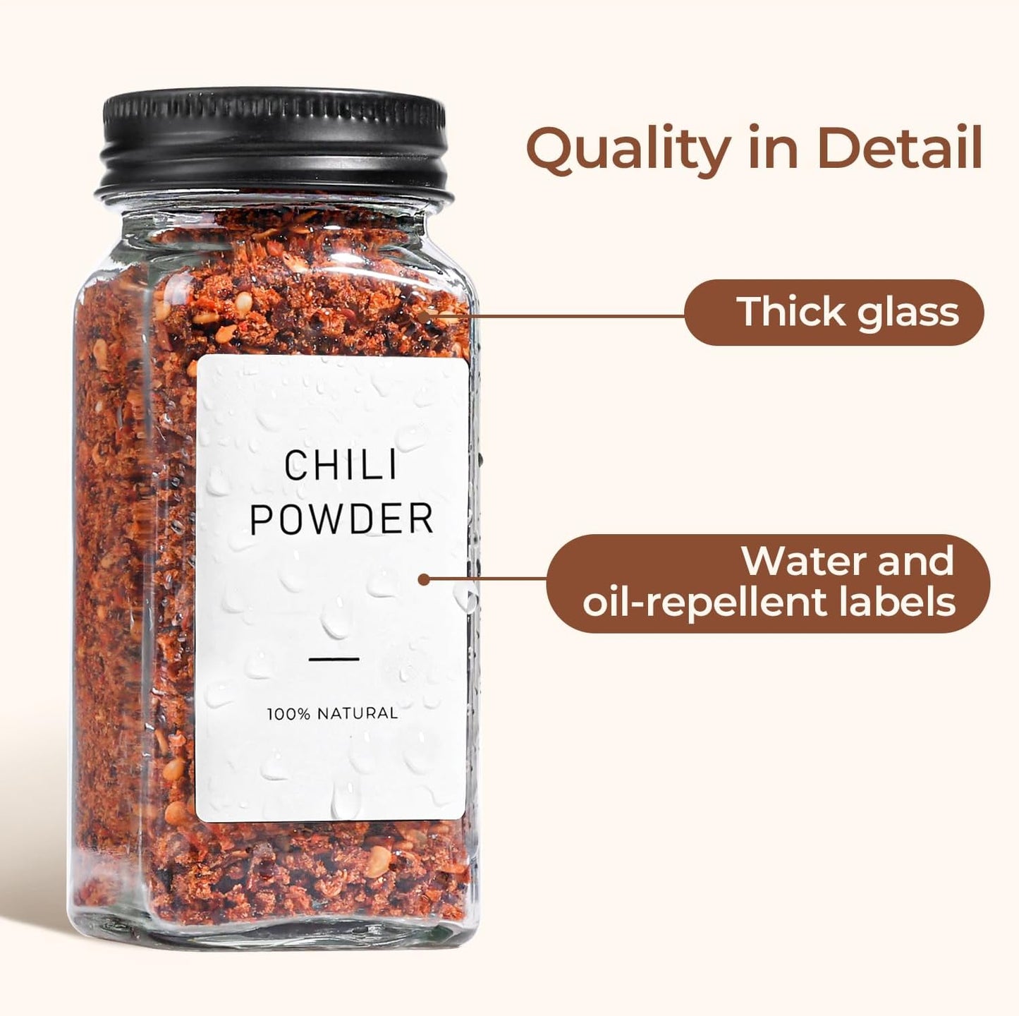 ComSaf Glass Spice Jars with Label, 24Pcs 4oz, 93 Labels, a Metal Funnel, Extra Shaker Lids, Empty Spice Containers and Square Spice Bottles for Kitchen and Seasoning