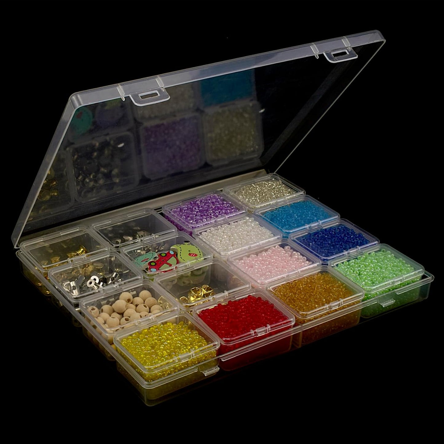 ZIIYAN Bead Storage Containers - 32 Clear Plastic Bead Organizer Boxes with Hinged Lid, Craft Organizers and Storage for Diamond Painting Art, Small Parts, Jewelry Charms