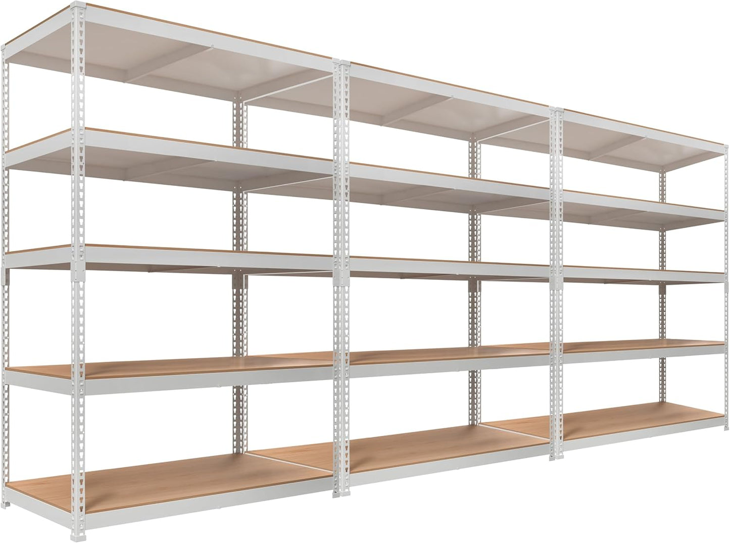 HOMEDANT 5 Tier Storage Shelves Adjustable Laminated Boltless Garage Metal Shelving Unit Heavy Duty Utility Rack Shelf Warehouse Pantry Closet Kitchen (3, (XL Deep) 48.1" W, White)