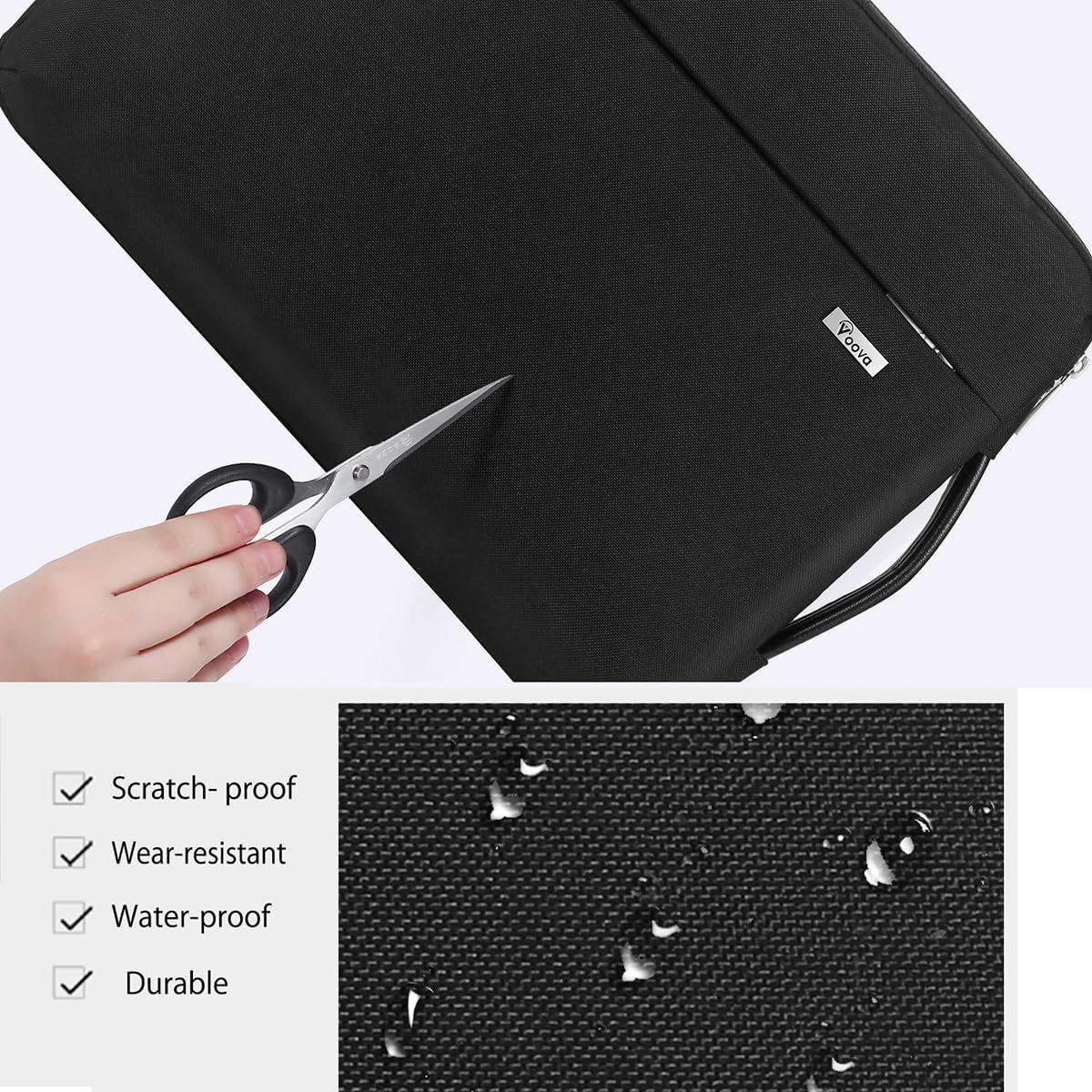 Voova Laptop Sleeve Case 15.6 16 Inch with Handle, 360° Protective Waterproof Slim Computer Bag Cover Compatible with MacBook Pro M2/M3/M4 16, HP Acer Lenovo Yoga ThinkPad Asus Laptop, Black