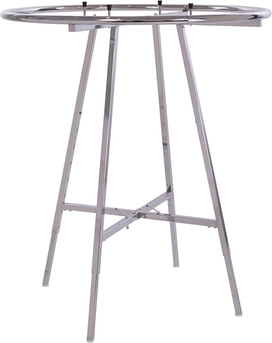 Econoco 42-Inch Folding Round Garment Rack, Adjustable 46–66″ Height Retail Display, Chrome Finish
