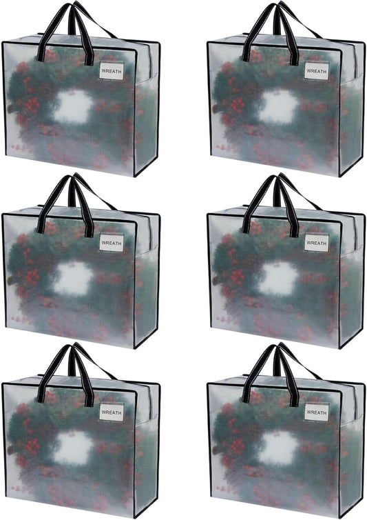 VENO 6 Pack Heavy Duty Moving Bags, Storage Bags, Packing Supplies, Top Zipper, Storage Totes for Camping, Clothes, Bedding, Comforters, Pillows (22 Gallon Clear, 6 Pack)