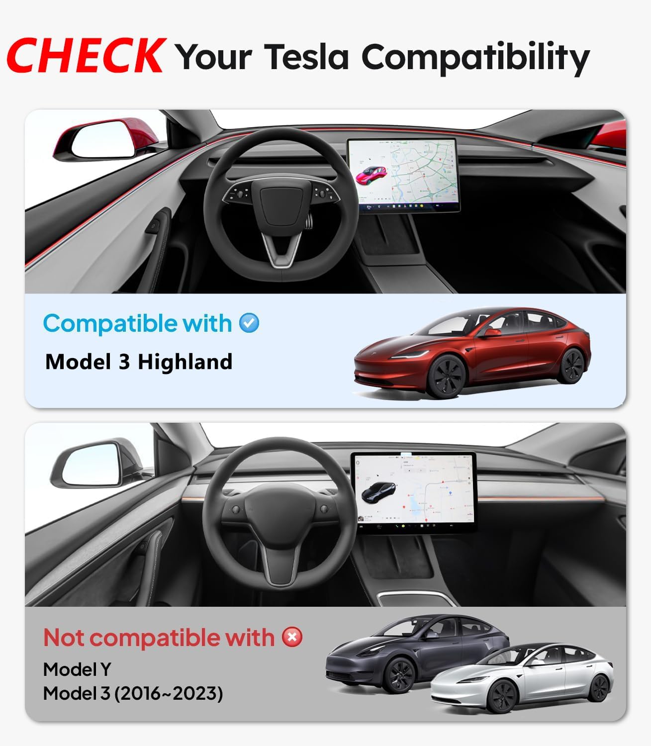 Center Console Organizer Control Lower Bottom Storage Box 4PC Compatible with 2024 2025 Tesla Model 3 Highland