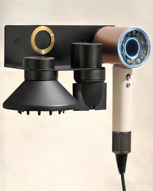 Dyson Hair Dryer Holder, Hair Dryer Wall Mount Hanger for Supersonic Nural, 5 Attachments Magnetic Aluminum Anti-Scratch Dyson Blow Dryer Holder with Cord Hook, No-Drill/Screw Installation UEMUSI