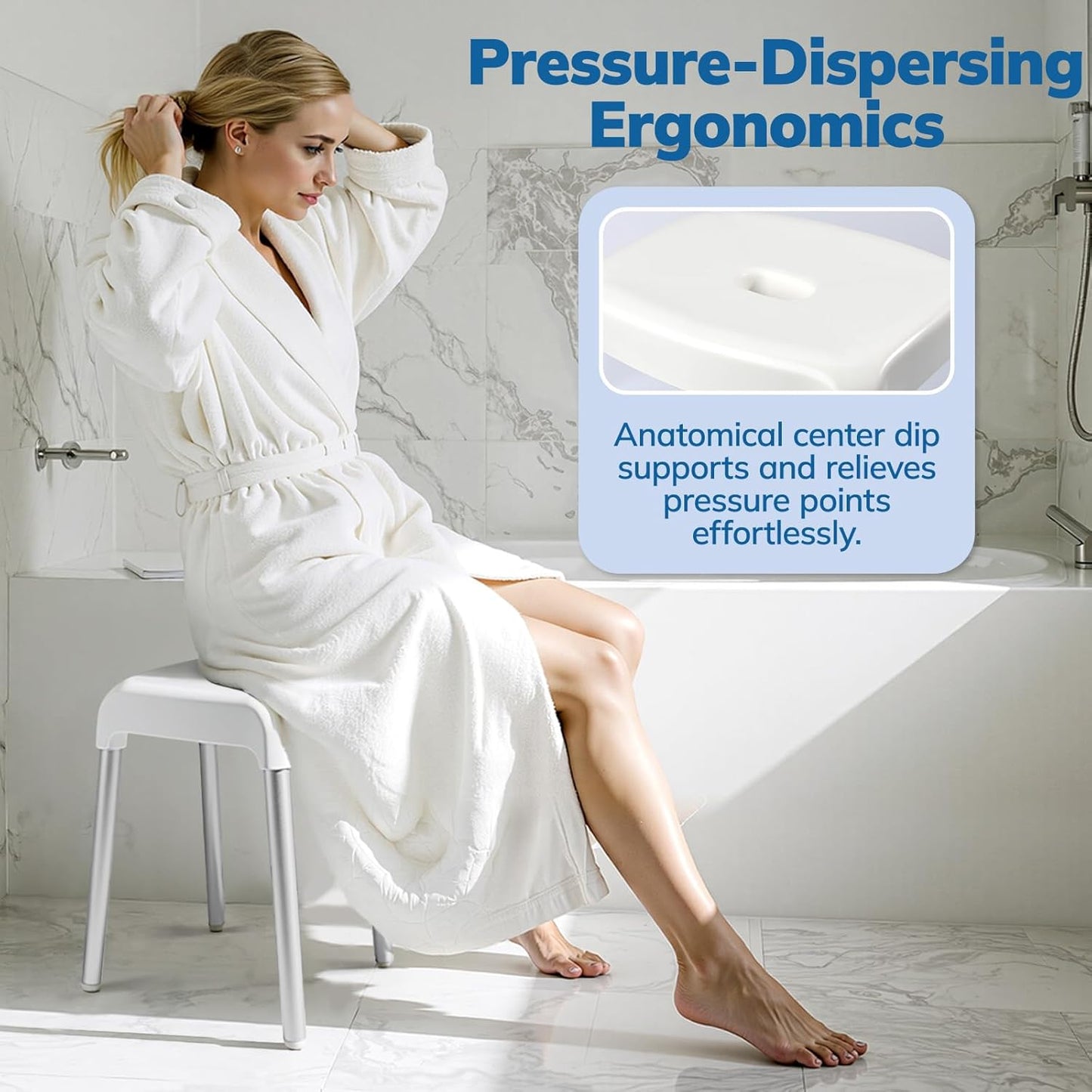 Umimile Shower Stool for Shaving Legs - Fixed Height, Sturdy 330 lb Bath Seat - Anti-Slip Safety Shower Stool for Shaving Legs, Elderly and Disabled, Tool-Free Assembly (Height: 13.8")