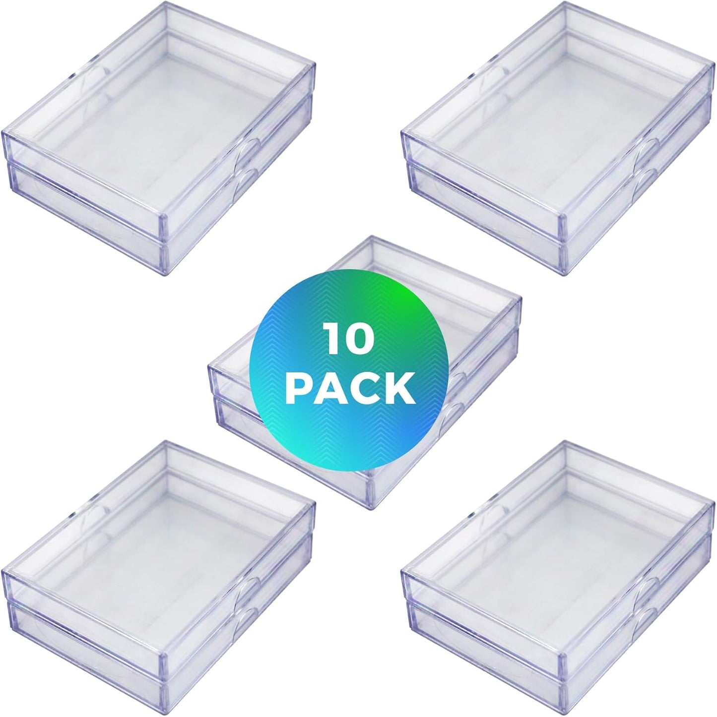 10 Pack Clear Acrylic Card Storage Boxes with Lids – 3 1/2" L x 2 1/2" W x 1/2" H Baseball Card Storage Box, Sports Card Boxes and Magic Card Storage Box – Made in USA