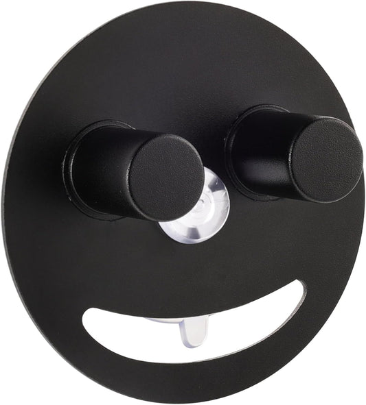 Smiley face sponge holder, kitchen Sink Caddy Organizer with Suction cup,Made of rust-proof aluminum that never rusts for Mommy & Daddy Sponges Black (1-Pack）