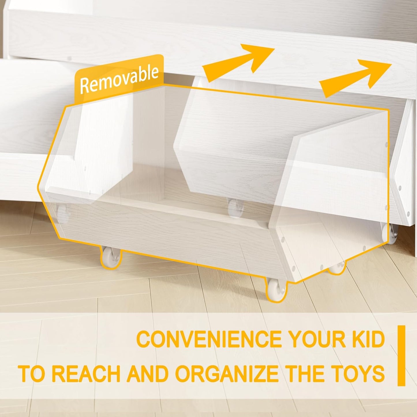 Toy Storage Organizer for Kids, Toy Storage Cabinet with Drawers, Boys and Girls Toy Shelf with Wheels, Toy Organizer Kids Bookshelf with Storage for Nursery, Playroom, Bedroom (White)