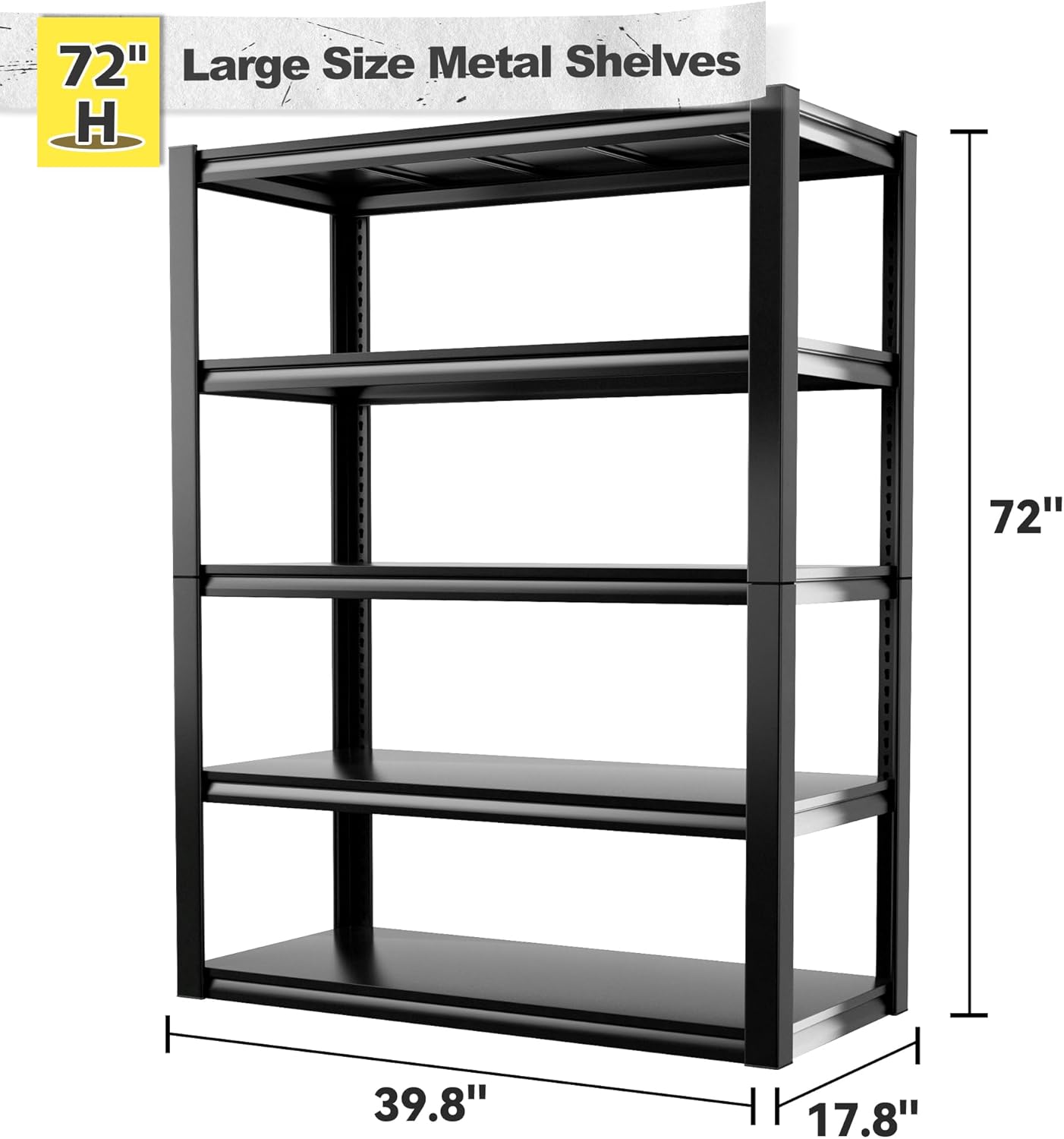 REIBII Storage Shelves Heavy Duty Garage Shelving 72" Adjustable Metal Shelves for Storage 5 Tier Garage Shelf for Kitchen Pantry Warehouse Basement, 2 Pack