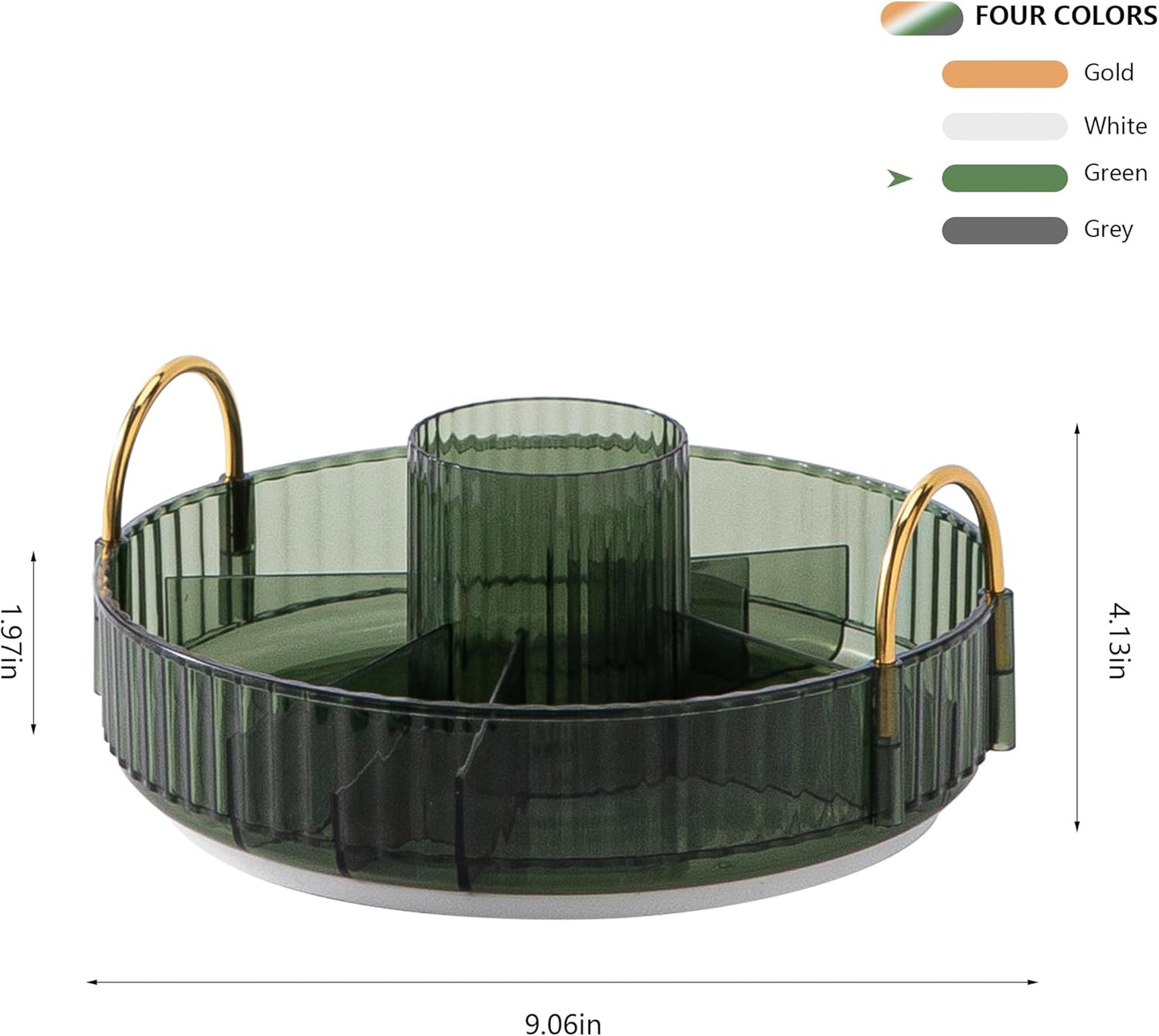 YCIA&DONE Rotating Makeup Organizer for Vanity, Large Capacity Make Up Storage Skin care Shelf Perfume Holders Cosmetic Dresser Organizer Countertop Spinning 360 (Vintage Green, 1Tier)