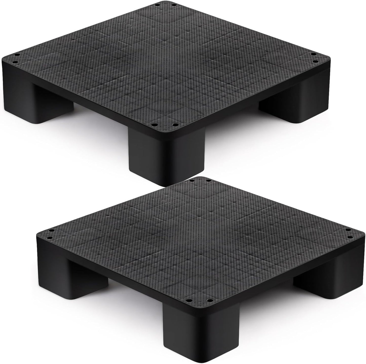 2 Pcs Plastic Pallet for Basement Storage Easy Stack Lightweight Floor Pallet Display Flooring Room Supermarket Christmas, Support up to 2000 Lbs (20'' L X 20'' W X 4.7'' H,Black)