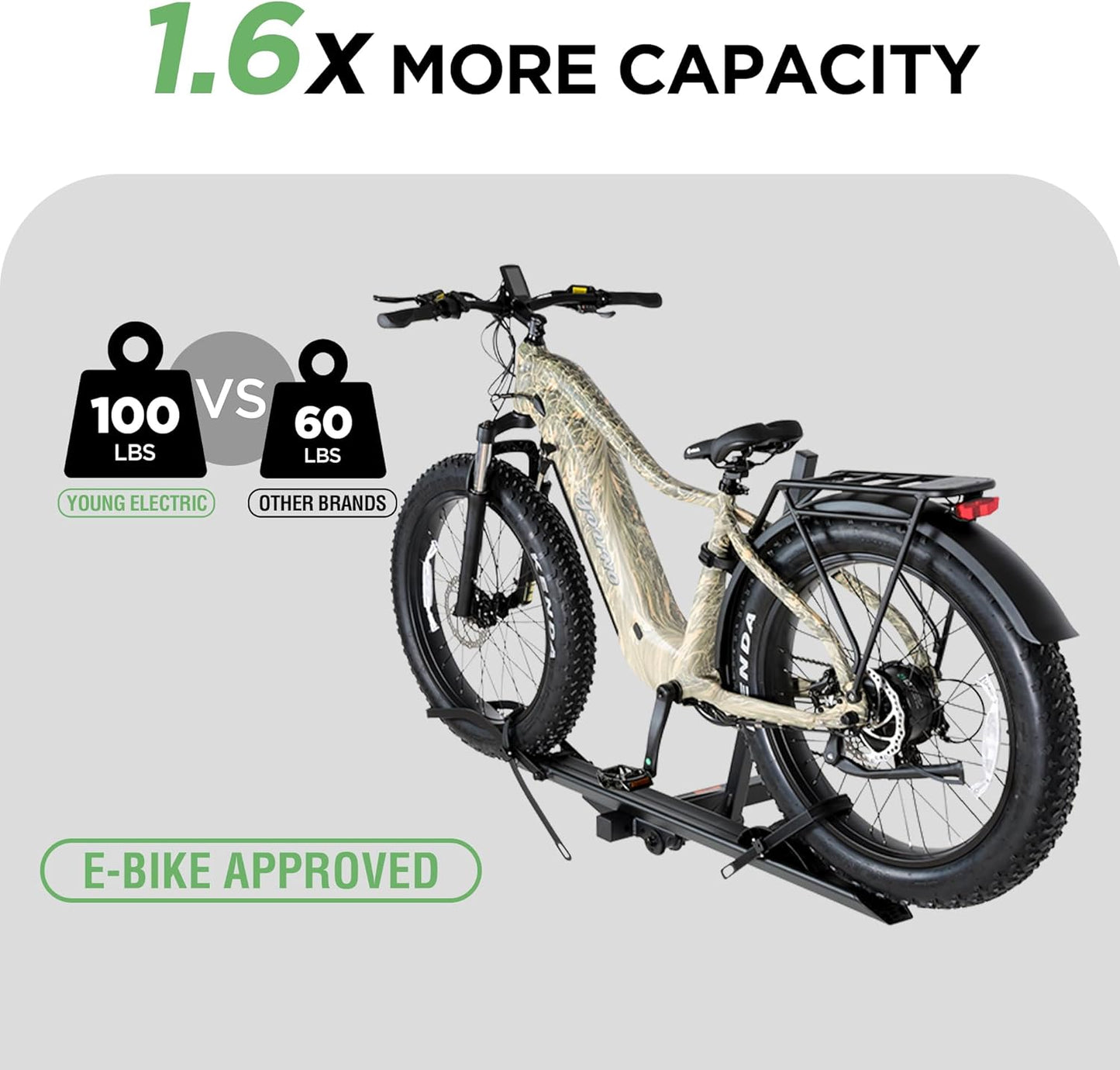 100LBS. Capacity Aluminum 1-Ebike Rack for Bicycles and Electric Bikes, fits Car SUV Van RV and Trailer with 2" Receiver