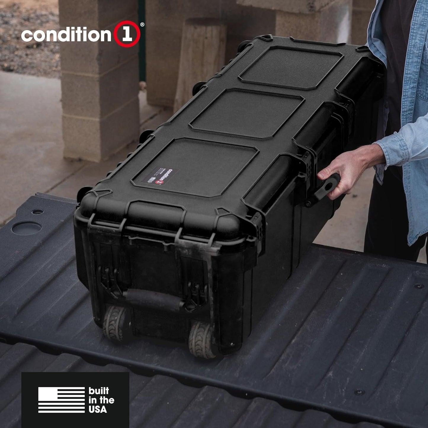 Condition 1 45" Waterproof Hard Case w/Wheels & Pluckable Foam – Lockable, IP67-Rated Waterproof, TSA Approved Storage Trunk for Gear, Camera, Equipment – Black, Made in USA, Model 2191