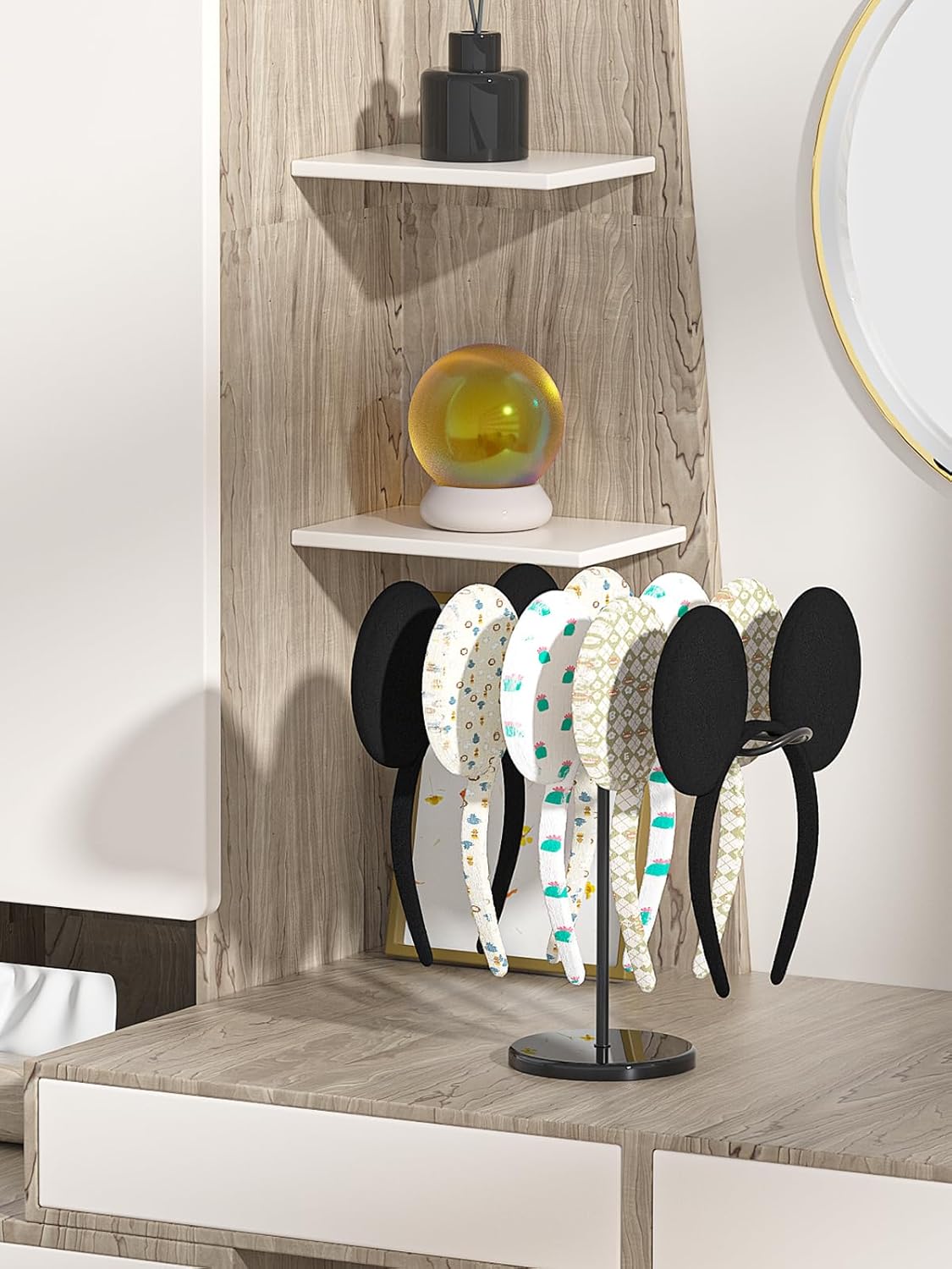Headband Holder Organizer,Head Band Stand For Girls Room,Mouse Ear Storage For Women,Hair Accessories Display Rack (Metal Black Headband Holder)