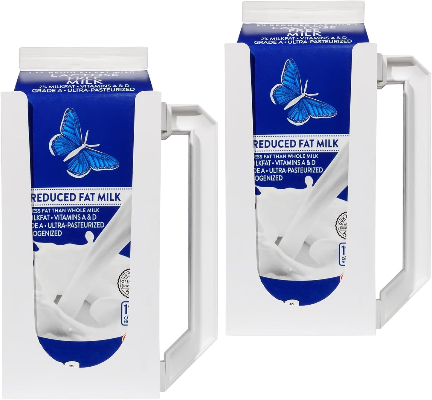 Carton Caddy XL Half Gallon Milk Carton Holder with Handle, Juice Box, Soda Bottle and Milk Half Gallon Holder with Handle, Rust Free, Dishwasher Safe, Reusable, Easy to Clean, Ergonomic (2 Pack)