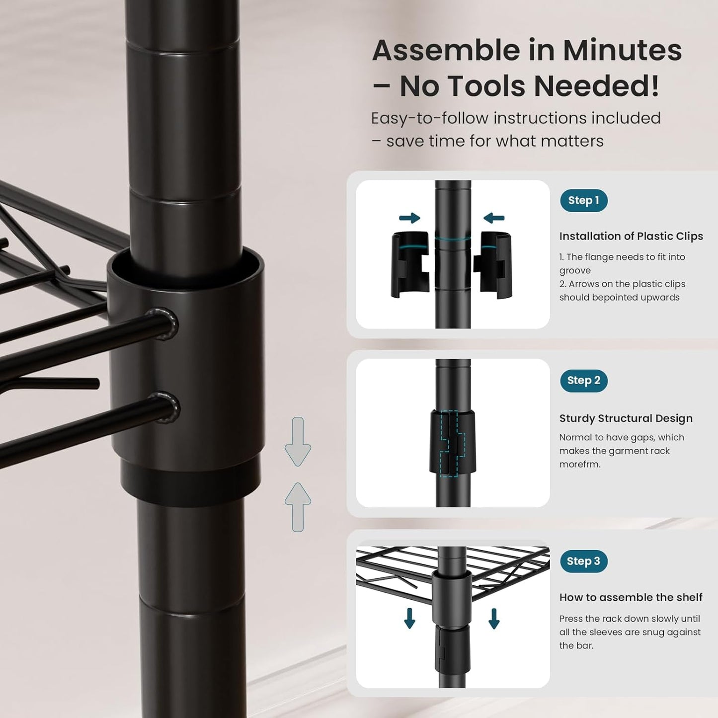 Metal Garment Racks Heavy Duty Clothes Rack Adjustable Freestanding Expandable Industrial Pipe Clothing Rack for Hanging Clothes - 70" L x 16" W x 76.7" H, Black