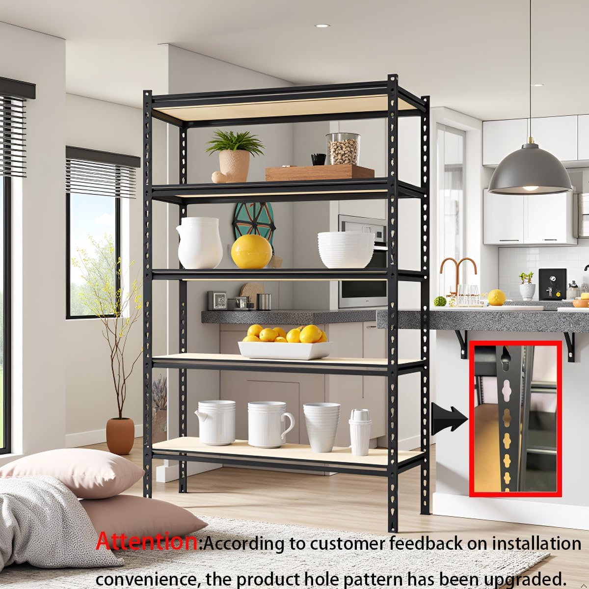 Storage Shelving Unit Heavy Duty Garage Shelves Metal Organizer Utility Rack for Kitchen Pantry Basement Pantry Warehouse Laundry 5 Tire 60" H x 28" W x 12" D 2000LBS