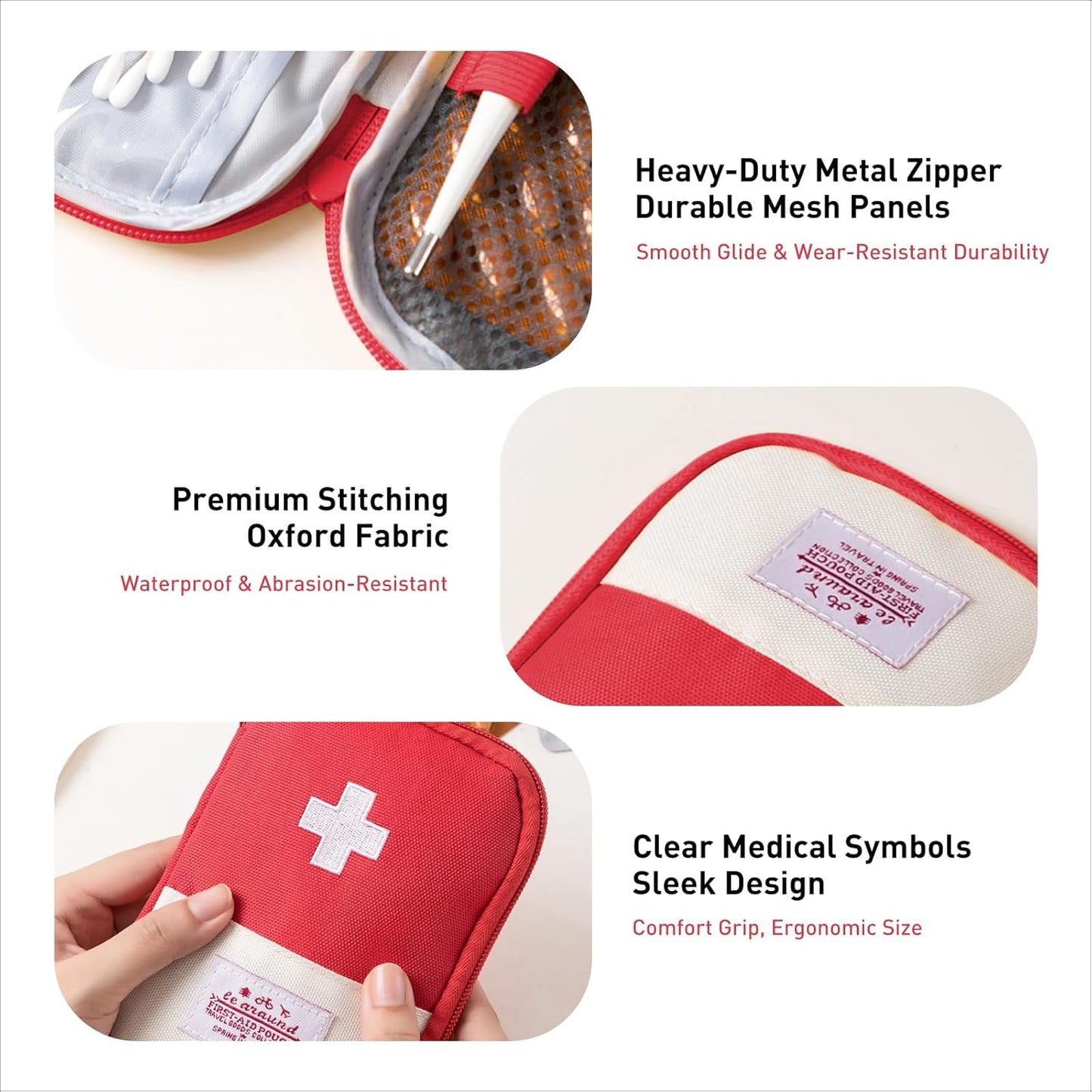 2 Packs Travel First Aid Bag,Empty Mini First Aid Pouch,Emergency Medicine Storage Organizer Bag Health and Household Supplies