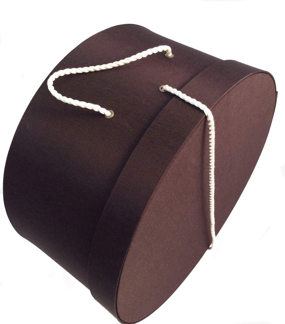 Sarah's Hat Boxes Classic Brown Hat Box – 18.5" x 9.5" (Dia. x Ht.) Handmade in USA – Odorless Non-Toxic Adhesive, Cording Handle – Premium Storage for Hats & Accessories