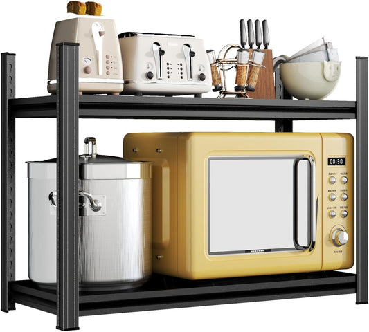 2-Tier Metal Storage Shelves,Adjustable Heavy Duty Shelving Units,Kitchen Shelves Organizer,1100 LBS,Standing Shelf for Pantry Garage Laundry Room (22" H*15.8" W*11.8" D)