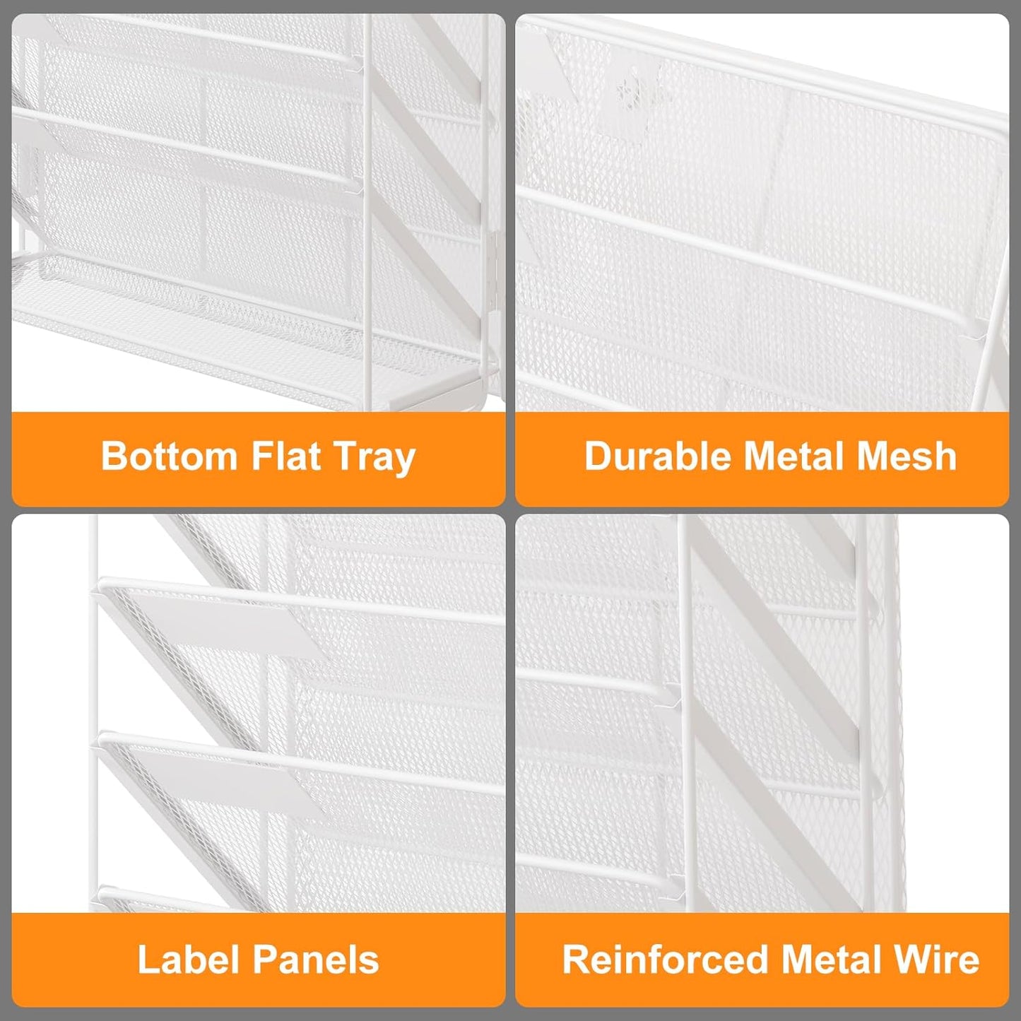 Kuntine.B Wall File Organizer Hanging Magazine Holder (White, 7 Tier)