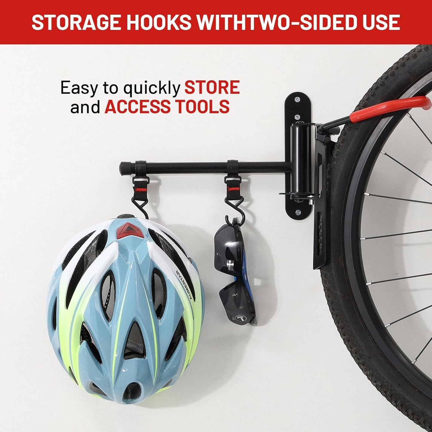 Swivel Bike Wall Mount, Bike Hangers for Garage, Space-Saving Vertical Bike Rack, Sturdy Bike Storage Rack Holds Up to 66lbs with No-scratch Protection, Easy to Install, 2 Pack