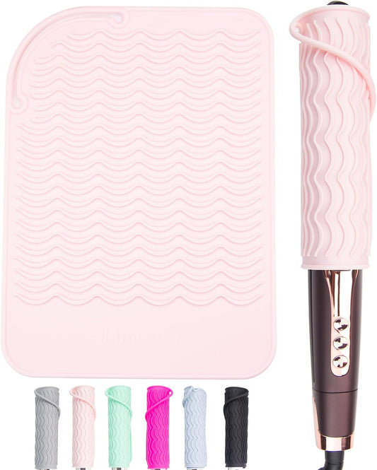 Heysam Professional Heat-Resistant Silicone Mat Flat Iron Hair Straightener Pad for Hair Styling Hot Tools, Curling Iron Travel Flat Iron Case Heat Resistant, Size 9.0 x 6.5 inches, Multiple Colors