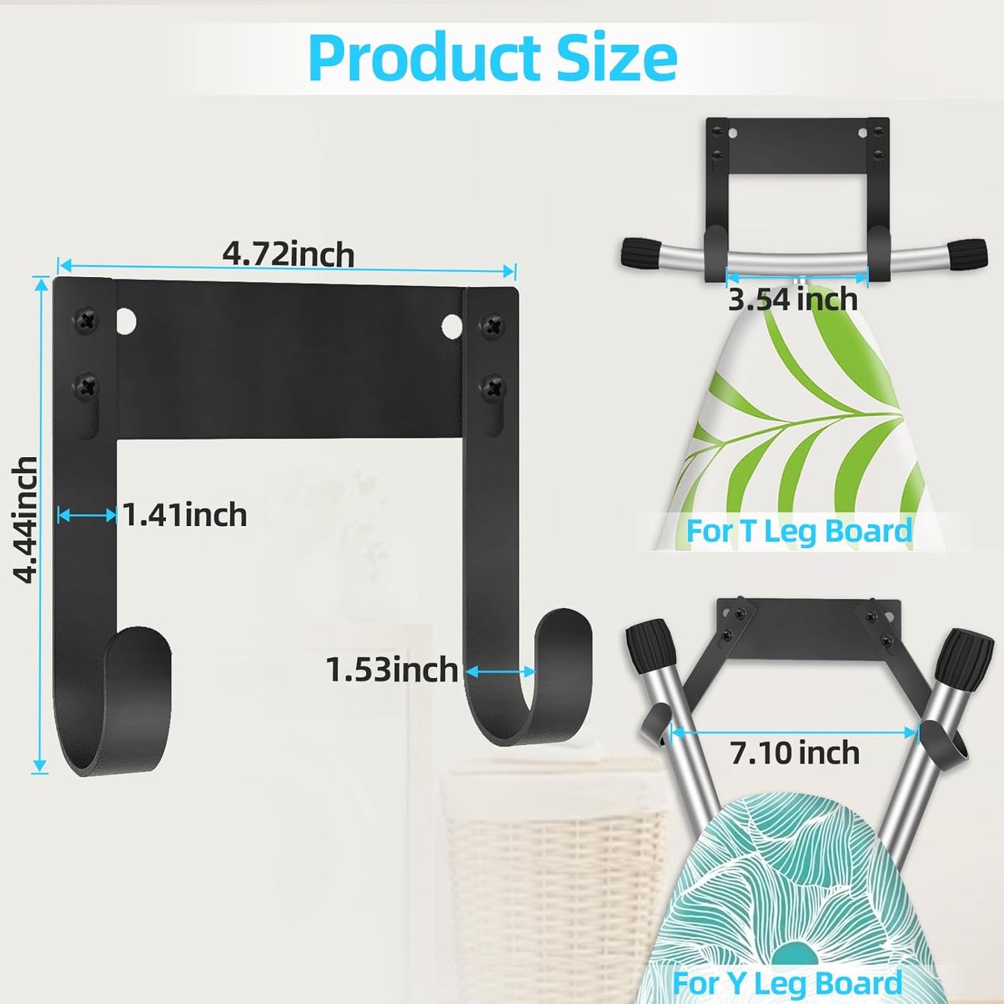 JUYSON Ironing Board Holder Wall Mount for T&Y Leg Ironing Board Hanger, Small Wall Mounted Ironing Board, Iron Holder Wall Mounted for Laundry Room