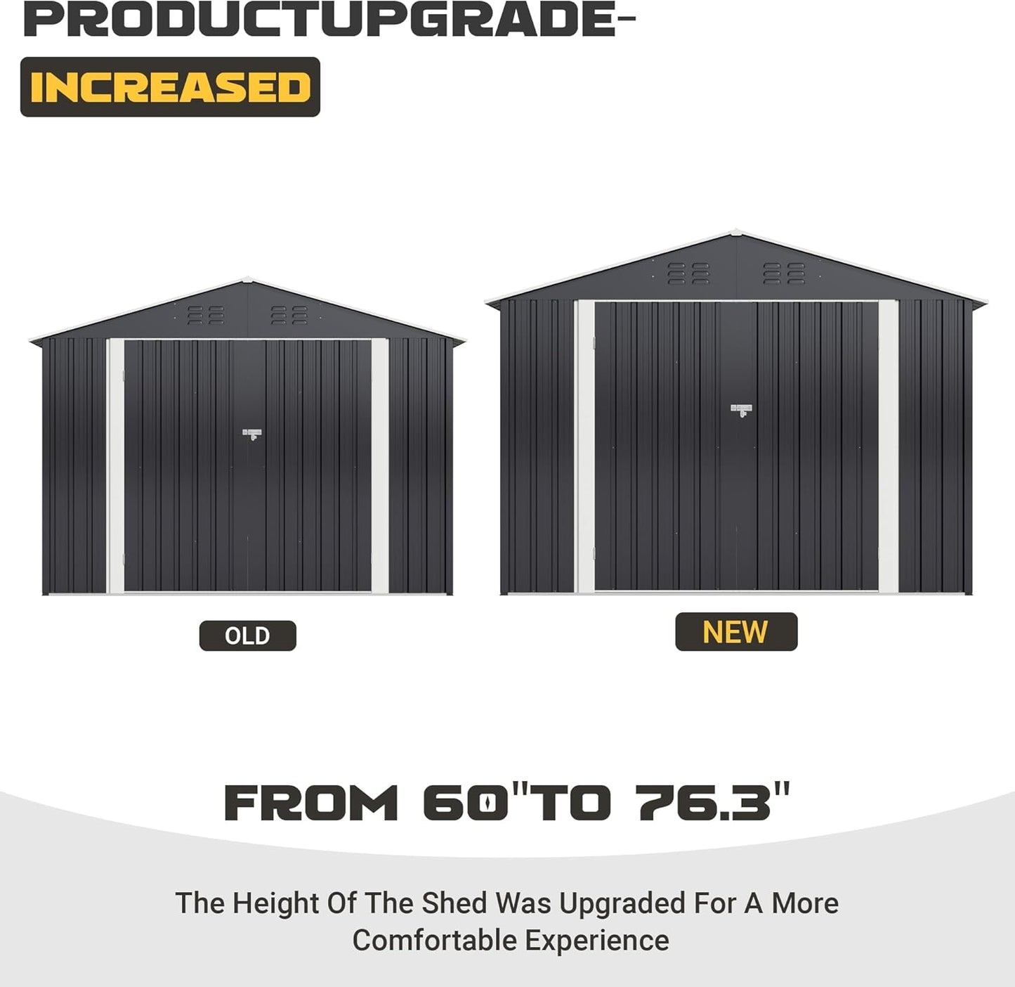 Polar Aurora 8 x 12 FT Outdoor Storage Shed, Metal Garden Shed with Updated Frame Structure, Tool Sheds for Backyard Garden Patio Lawn Black