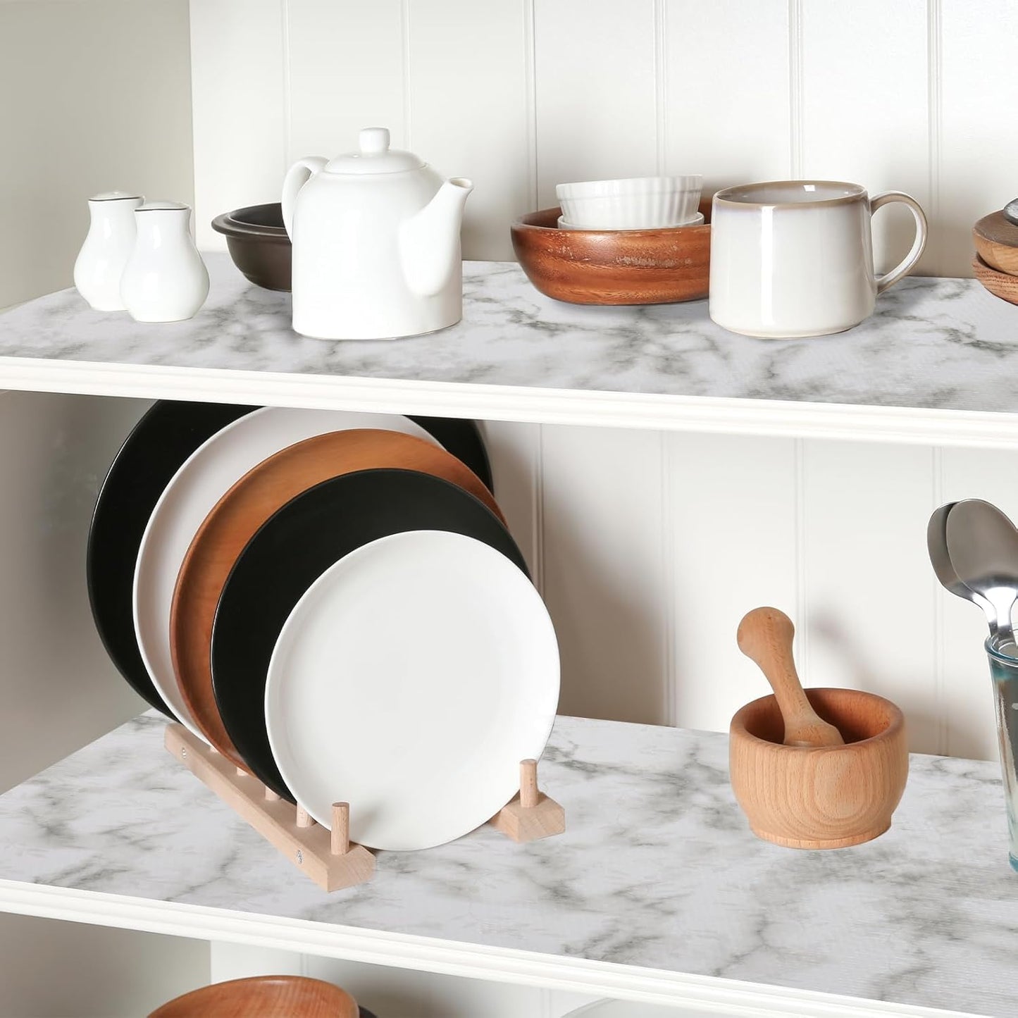 Drawer and Shelf Liner for Kitchen Cabinets, Non-Adhesive Strong Grip Thickened Cabinet Liners for Shelves, Non-Slip Mats Shelving Paper Protect Cupboard, Dresser, Pantry | Marble, 17.5" x 30FT